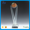 custom inner laser engraving logo crystal trophy globe type
